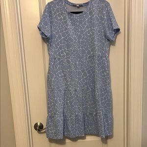 LOFT Light Blue and White Abstract Dress